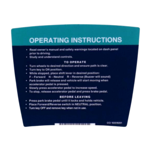 Club Car DS Operating Instructions Decal (Years 1992-Up) - Image 1