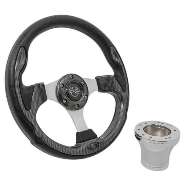 GTW Carbon Fiber Rally Steering Wheel with Chrome Adapter