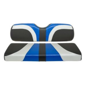 RedDot Blade Rear Seat Covers for Madjax Genesis 250/300 Seat Kits – Alpha Blue / Silver / Black Carbon Fiber - Image 1