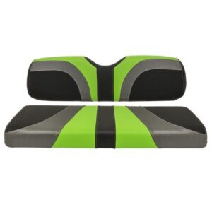 RedDot Blade Rear Seat Covers for Madjax Genesis 150 Seat Kits – Lime Green / Charcoal Gear / Black Carbon Fib - Image 1