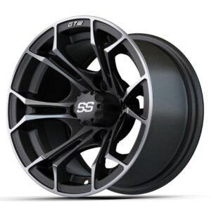 12″ GTW® Spyder Matte Gray Wheel with Machined Accents - Image 3