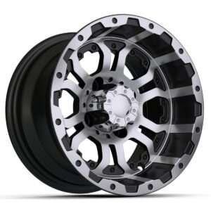 12″ GTW Omega Black Machined Wheel for Golf Cart