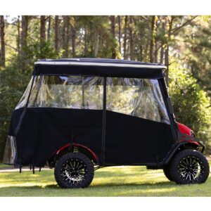 RedDot EZGO Express S4 Elite with 80” Non Modular Top Black 3-Sided Track Style Vinyl Enclosure (Years 2023-Up) - Image 6