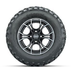 GTW Spyder Machined/Grey 12 in Wheels with 23x10.00-12 Rogue All Terrain Tires Full Set - Image 3