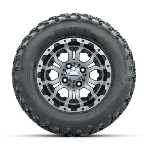 GTW Omega Machined/Black 12 in Wheels with 23x10.00-12 Rogue All Terrain Tires Full Set - Image 2