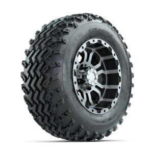 GTW Omega Machined/Black 12 in Wheels with 23x10.00-12 Rogue All Terrain Tires Full Set - Image 3
