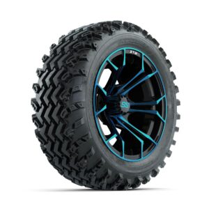 GTW Spyder Blue/Black 14 in Wheels with 23x10.00-14 Rogue All Terrain Tires Full Set - Image 2