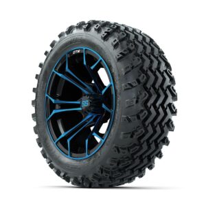 GTW Spyder Blue/Black 14 in Wheels with 23x10.00-14 Rogue All Terrain Tires Full Set - Image 3