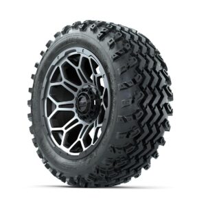 GTW Bravo Machined/Matte Grey 14 in Wheels with 23x10.00-14 Rogue All Terrain Tires   Full Set - Image 1