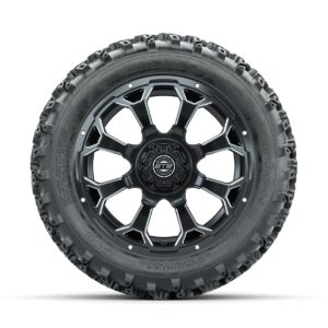 GTW Raven Ball Milled/Matte Black 14 in Wheels with 23x10.00-14 Rogue All Terrain Tires Full Set - Image 2