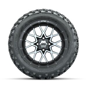GTW Vortex Machined/Matte Grey 14 in Wheels with 23x10.00-14 Rogue All Terrain Tires   Full Set - Image 3