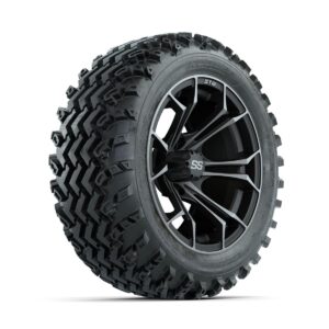 GTW Spyder Machined/Grey 14 in Wheels with 23x10.00-14 Rogue All Terrain Tires Full Set - Image 2