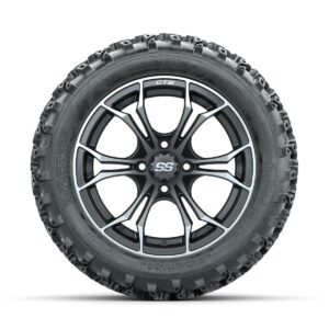 GTW Spyder Machined/Grey 14 in Wheels with 23x10.00-14 Rogue All Terrain Tires Full Set - Image 3