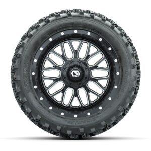 GTW Helix Machined/Black 14 in Wheels with 23x10.00-14 Rogue All Terrain Tires   Full Set - Image 2