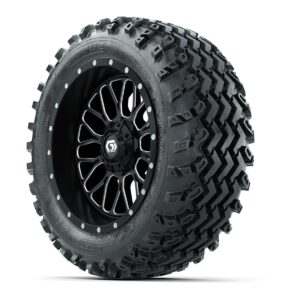GTW Helix Machined/Black 14 in Wheels with 23x10.00-14 Rogue All Terrain Tires   Full Set - Image 3