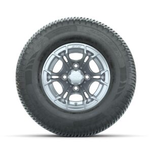 GTW Spyder Silver Brush 10 in Wheels with 205/65-R10 Fusion SR Steel Belted Radial Tires   Full Set - Image 2