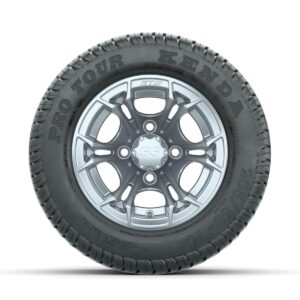 GTW Spyder Silver Brush 10 in Wheels with 205/50-10 Kenda Pro Tour Low-profile Tires Full Set - Image 2