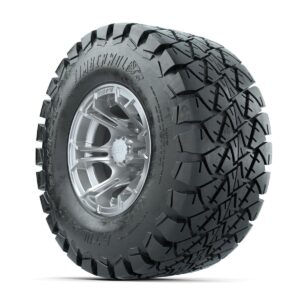 GTW Spyder Silver Brush 10 in Wheels with 22x10-10 Timberwolf All Terrain Tires   Full Set - Image 2