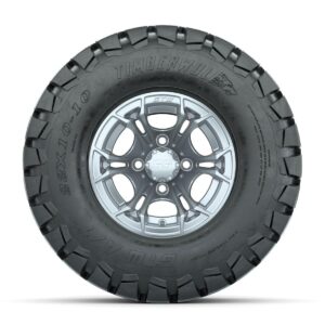 GTW Spyder Silver Brush 10 in Wheels with 22x10-10 Timberwolf All Terrain Tires   Full Set - Image 3