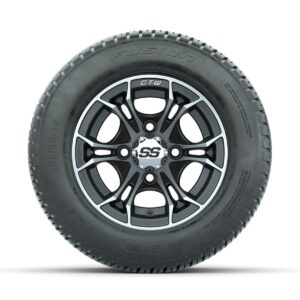 GTW Spyder Machined/Matte Grey 10 in Wheels with 205/50-10 Fusion Street Tires   Full Set - Image 2