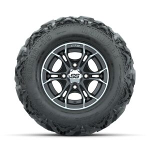 GTW Spyder Machined/Matte Grey 10 in Wheels with 20x10-10 Barrage Mud Tires Full Set - Image 2