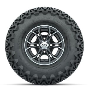 GTW Spyder Machined/Matte Grey 10 in Wheels with 22x11-10 Predator All Terrain Tires Full Set - Image 2