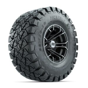 GTW Spyder Machined/Matte Grey 10 in Wheels with 22x10-10 Timberwolf All Terrain Tires Full Set - Image 2