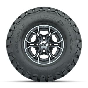 GTW Spyder Machined/Matte Grey 10 in Wheels with 22x10-10 Timberwolf All Terrain Tires Full Set - Image 3