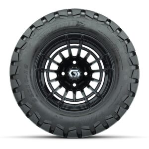 GTW® Boost Gloss Black 12 in Wheels with 22x10-12 Timberwolf All-Terrain Tires – Full Set - Image 2