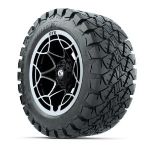 GTW® Nexus Gloss Black 12 in Wheels with 22x10-12 Timberwolf All-Terrain Tires – Full Set - Image 3