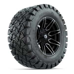 GTW® Stealth Black/Machined 12 in Wheels with 22x10-12 Timberwolf All-Terrain Tires – Full Set - Image 2