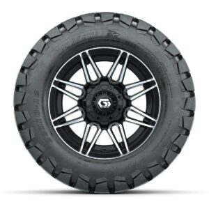 GTW® Stealth Black/Machined 12 in Wheels with 22x10-12 Timberwolf All-Terrain Tires – Full Set - Image 3