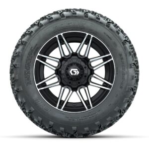 GTW® Stealth Black/Machined 12 in Wheels with 22x11.00-12 Rogue All-Terrain Tires – Full Set - Image 2