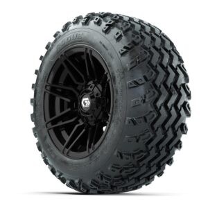 GTW® Stealth Gloss Black 12 in Wheels with 22x11.00-12 Rogue All-Terrain Tires – Full Set - Image 2