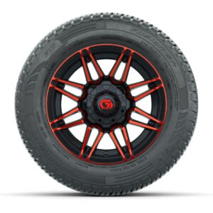 GTW® Stealth Black/Red 12 in Wheels with 215/50-R12 Fusion S/R Steel Belt Radial Tires – Full Set - Image 2