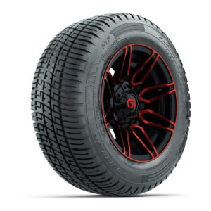 GTW® Stealth Black/Red 12 in Wheels with 215/50-R12 Fusion S/R Steel Belt Radial Tires – Full Set - Image 3