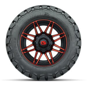 GTW® Stealth Black/Red 12 in Wheels with 22x10-12 Timberwolf All-Terrain Tires – Full Set - Image 2