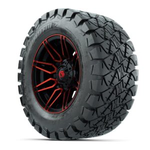 GTW® Stealth Black/Red 12 in Wheels with 22x10-12 Timberwolf All-Terrain Tires – Full Set - Image 3