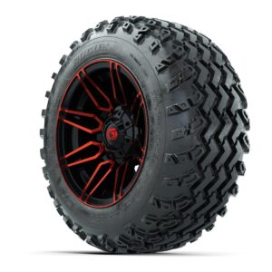 GTW® Stealth Black/Red 12 in Wheels with 22x11.00-12 Rogue All-Terrain Tires – Full Set - Image 2