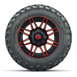 GTW® Stealth Black/Red 12 in Wheels with 22x11.00-12 Rogue All-Terrain Tires – Full Set - Image 3
