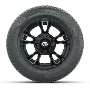 GTW® Vandal Matte Black/Machined 12 in Wheels with 215/50-R12 Fusion S/R Steel Belt Radial Tires – Full Set - Image 2