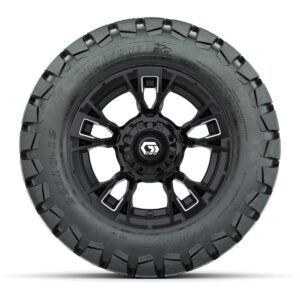 GTW® Vandal Matte Black/Machined 12 in Wheels with 22x10-12 Timberwolf All-Terrain Tires – Full Set - Image 2