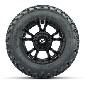 GTW® Vandal Matte Black/Machined 12 in Wheels with 22x11.00-12 Rogue All-Terrain Tires – Full Set - Image 3