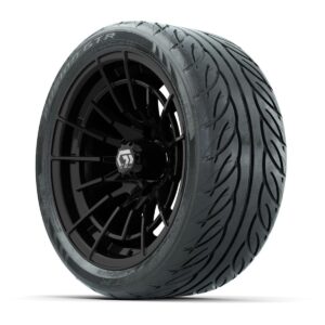 GTW® Boost Gloss Black 14 in Wheels with 205/40-R14 Fusion GTR Steel Belted Street Tires – Full Set - Image 2