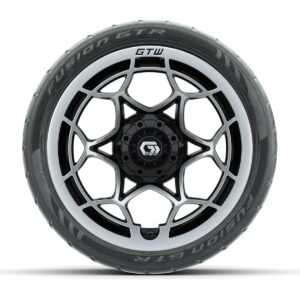 GTW® Nexus Gloss Black/Silver 14 in Wheels with 205/40-R14 Fusion GTR Steel Belted Street Tires – Full Set - Image 2