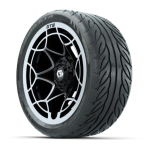 GTW® Nexus Gloss Black/Silver 14 in Wheels with 205/40-R14 Fusion GTR Steel Belted Street Tires – Full Set - Image 3