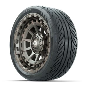 GTW® Barricade Satin Bronze 14 in Wheels with 205/40-R14 Fusion GTR Steel Belted Street Tires – Full Set - Image 2