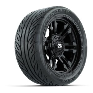 GTW® Shogun Gloss Black 14 in Wheels with 205/40-R14 Fusion GTR Steel Belted Street Tires – Full Set - Image 3