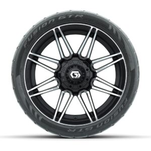 GTW® Stealth Gloss Black/Machined 14 in Wheels with 205/40-R14 Fusion GTR Steel Belted Street Tires – Full Set - Image 2