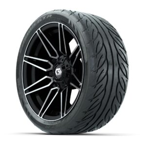 GTW® Stealth Gloss Black/Machined 14 in Wheels with 205/40-R14 Fusion GTR Steel Belted Street Tires – Full Set - Image 3
